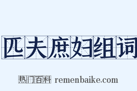 匹夫庶妇组词是什么意思的图片
